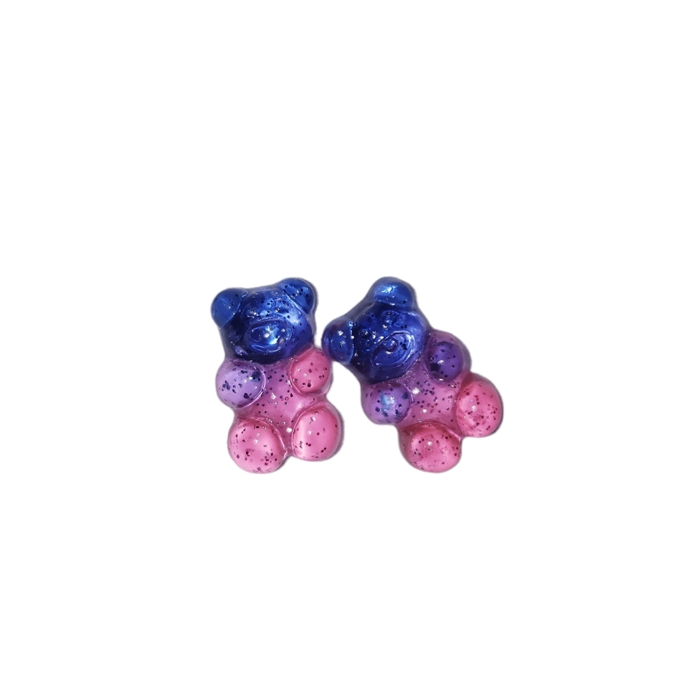 Glitter ombre gummy bear studs